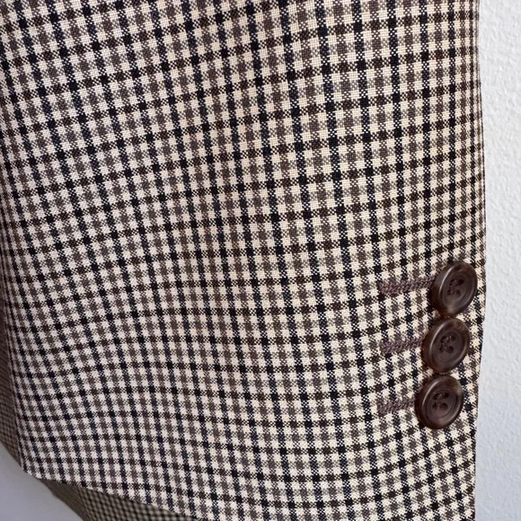 Yves Saint Laurent Tan Checkered Blazer - Picture 7 of 9